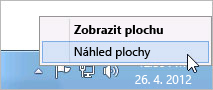 Kliknutí na tlačítko Zobrazit plochu pravým tlačítkem myši