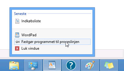 Sådan fastgøres en app til proceslinjen