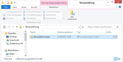 Extrahieren aller Dateien in einem komprimierten Ordner