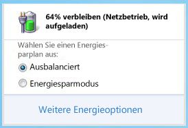 Akkumessanzeige mit Energiesparplänen
