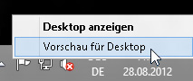 Rechtsklicken auf die Schaltfläche "Desktop anzeigen"
