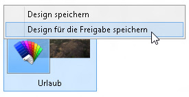 Rechtsklick auf ein Design