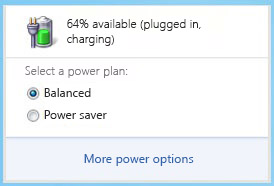 Battery meter showing power plans