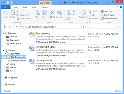 Windows 8 - Search results in File Explorer