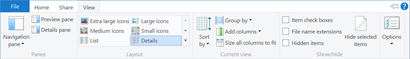The View tab on the ribbon