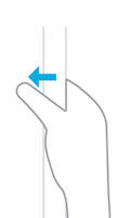 Illustration of swiping in from the edge of a screen