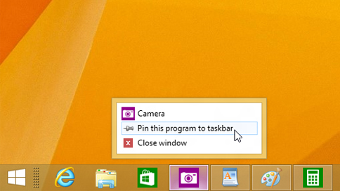 Pinning an app to the taskbar