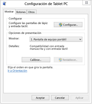 Configuración de tableta