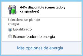 Medidor de la batería que muestra los planes de energía
