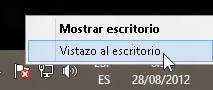 Clic con el botón secundario en el botón Mostrar escritorio