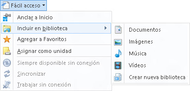 Incluir una carpeta en una biblioteca