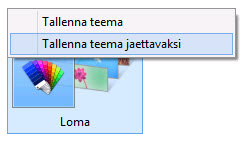 Napsauta teemaa hiiren kakkospainikkeella
