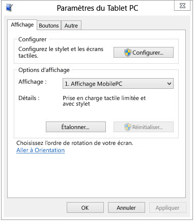 Paramètres Tablet PC