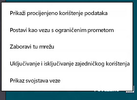 Izbornik za uključivanje i isključivanje zajedničkog korištenja