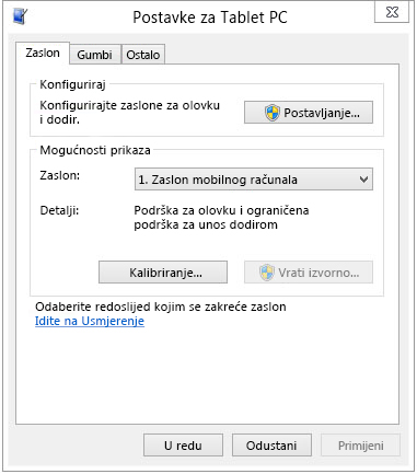 Postavke za tablet PC