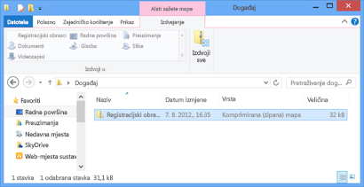 Izdvajanje svih datoteka iz komprimirane mape