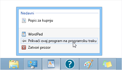 Prikvačivanje aplikacije na programsku traku