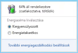A teleptöltöttség-mérőn megjelenő energiasémák