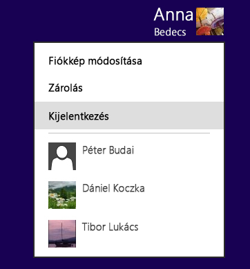 A kijelentkezési menü