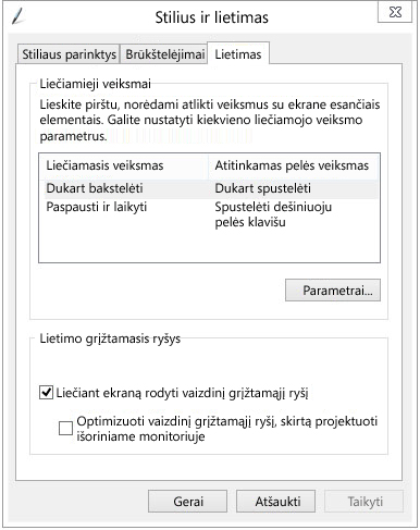 Stiliaus ir lietimo parametrai
