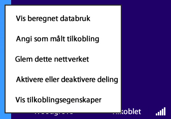 Meny som brukes til å aktivere eller deaktivere deling