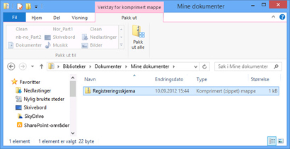 Pakke ut alle filer fra en komprimert mappe