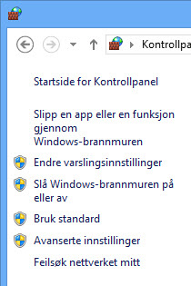 Venstre rute i Windows-brannmuren
