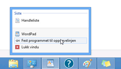 Feste en app til oppgavelinjen