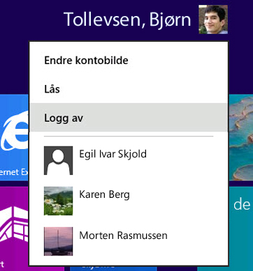 Avloggingsmenyen
