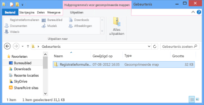 Alle bestanden in een gecomprimeerde map uitpakken