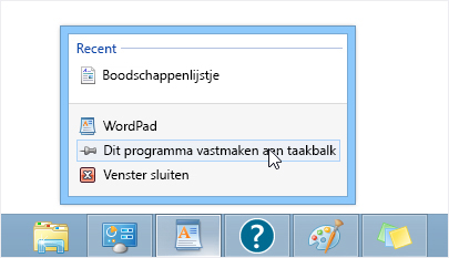 Een app aan de taakbalk vastmaken