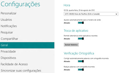 Configurações do PC