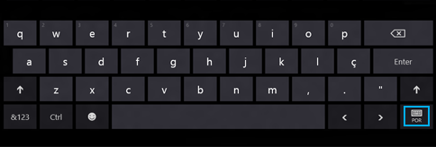 Botão de abreviação do idioma no teclado virtual