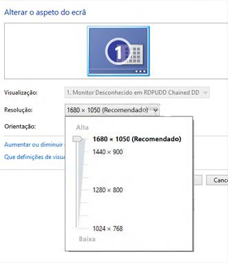 Opções de Resolução em Resolução de Ecrã