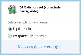 Indicador de bateria com a indicação dos esquemas de energia