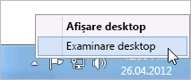 Efectuarea unui clic cu butonul din dreapta pe butonul Afișare desktop