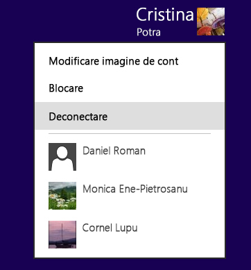 Meniul de deconectare
