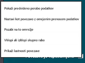 Meni za vklop ali izklop skupne rabe