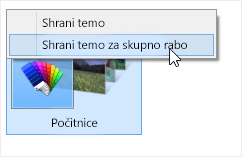 Klik teme z desno tipko miške