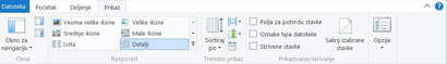 Kartica „Prikaz“ na traci