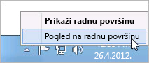 Desni klik na dugme „Prikaži radnu površinu“