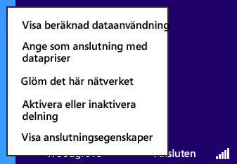 Meny för aktivering och inaktivering av delning