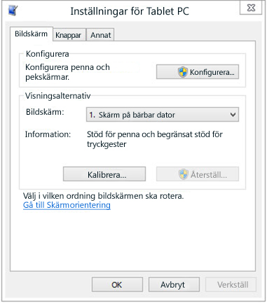 Inställningar för Tablet PC