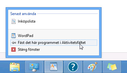 Fästa en app i Aktivitetsfältet