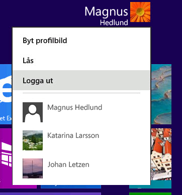 Utloggningsmenyn